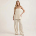 Art Byzance - Women's Strapless Top and Wide Leg Pants Set