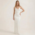 Art Byzance - Women's Elegant Sleeveless Backless Maxi Dress with Ruched Details